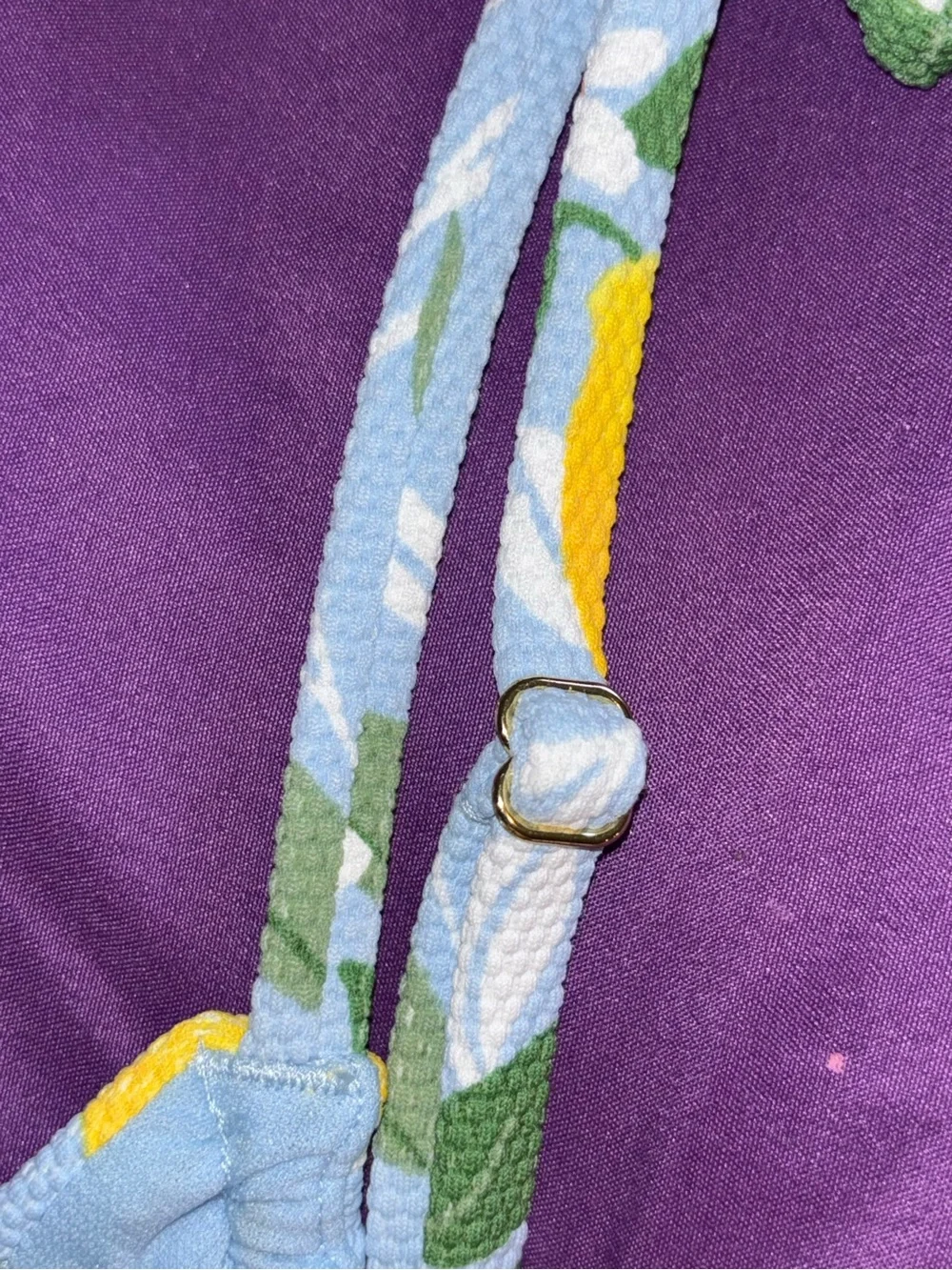 Time and Tru Light Blue & Yellow Lemon Print Tie-Shoulder Bikini